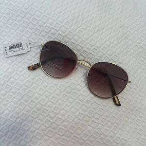 J. Crew Round wire-frame sunglasses Gold and Brown Sunglasses